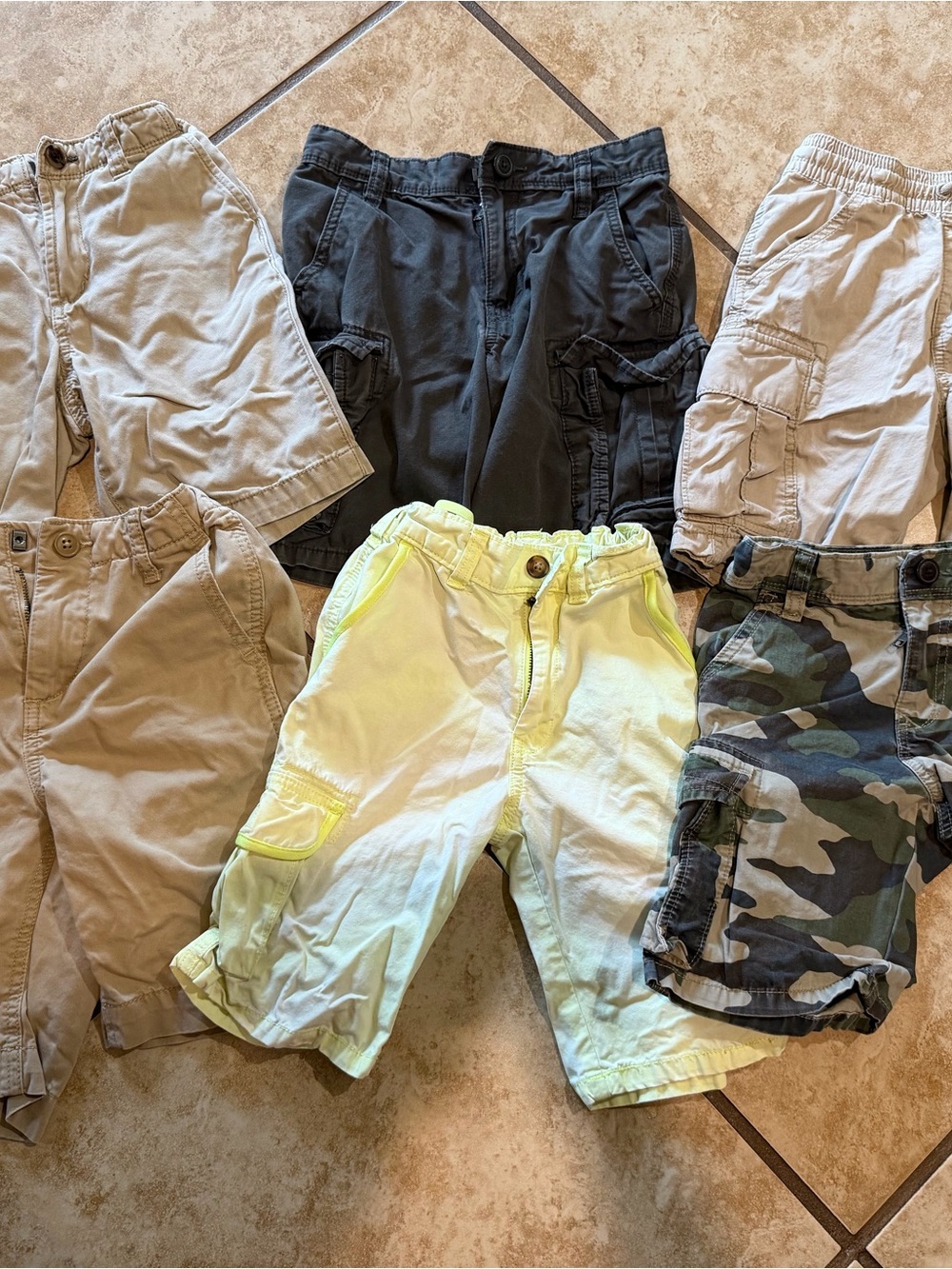 Kids Cargo Shorts - Neon Yellow and Assorted Colors